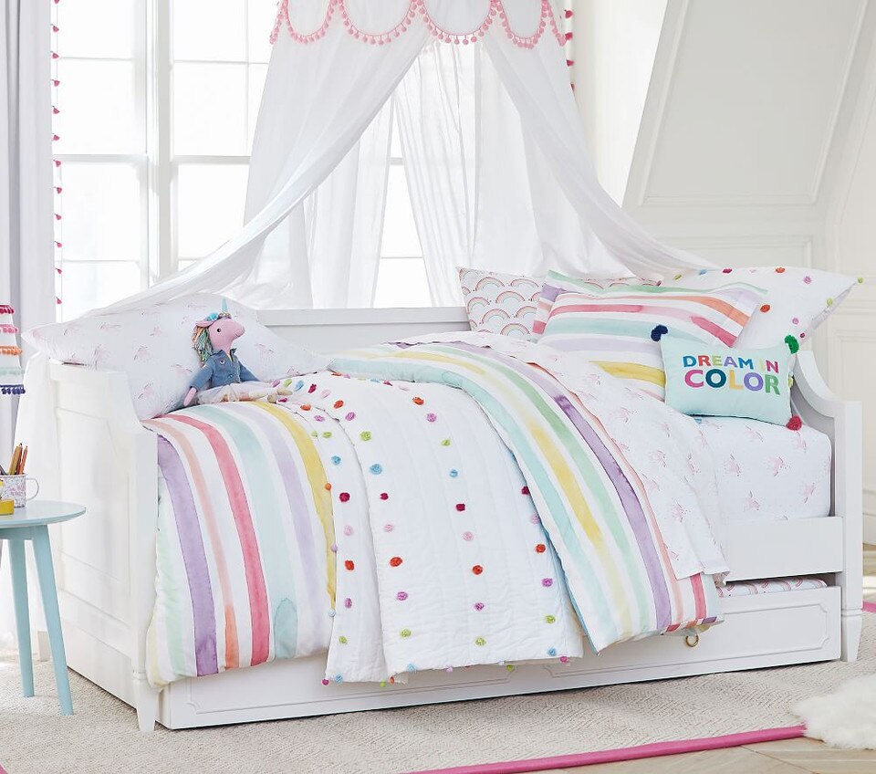 Bright Pom Pom Comforter Pottery Barn Kids UK